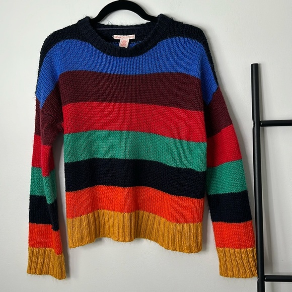 Urban Outfitters UO Bobby Boyfriend Striped Sweater Rainbow Multi - Picture 2 of 7